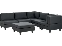Narożnik modułowy dla 5 osób UNSTAD Lewostronny Czarny z otomaną