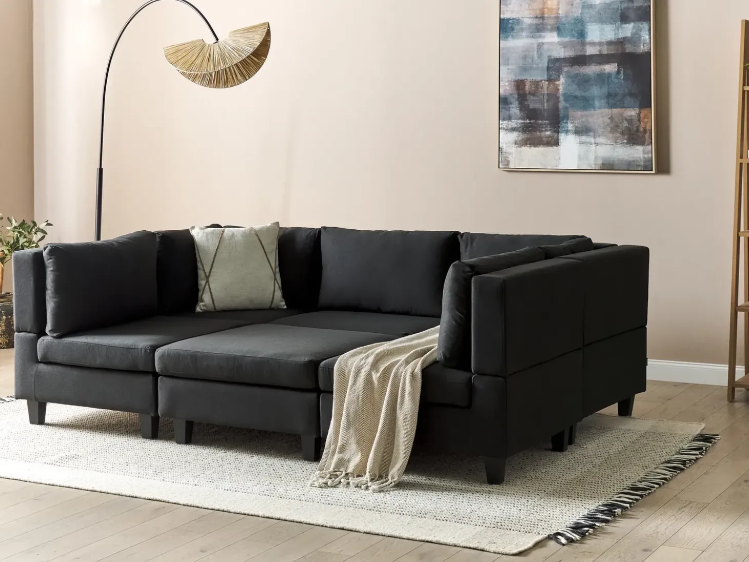 Outlet Narożnik modułowy w kształcie U dla 5 osób UNSTAD z otomaną Sofy Tapicerowane|Sofy Modułowe