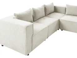 Outlet Narożnik modułowy w kształcie U dla 8 osób AXEBO Złamana biel Boucle Sofy Tapicerowane|Sofy Modułowe