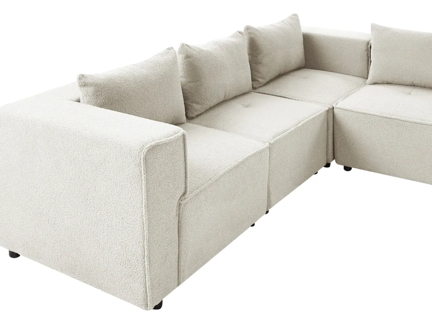 Outlet Narożnik modułowy w kształcie U dla 8 osób AXEBO Złamana biel Boucle Sofy Tapicerowane|Sofy Modułowe