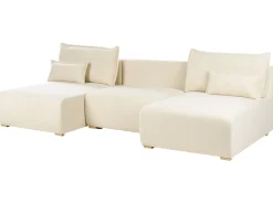 Best Narożnik modułowy w kształcie U NERBO Złamana biel Boucle Sofy Tapicerowane|Sofy Modułowe
