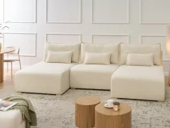 Best Narożnik modułowy w kształcie U NERBO Złamana biel Boucle Sofy Tapicerowane|Sofy Modułowe