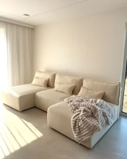 Best Narożnik modułowy w kształcie U NERBO Złamana biel Boucle Sofy Tapicerowane|Sofy Modułowe