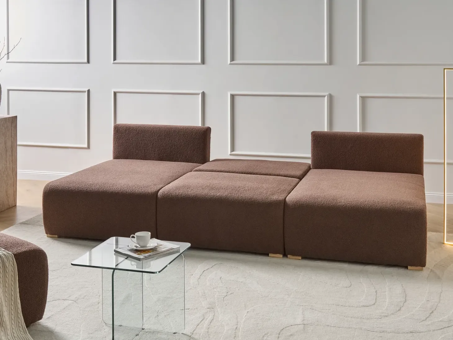 Outlet Narożnik modułowy w kształcie U NERBO Boucle Sofy Tapicerowane|Sofy Modułowe