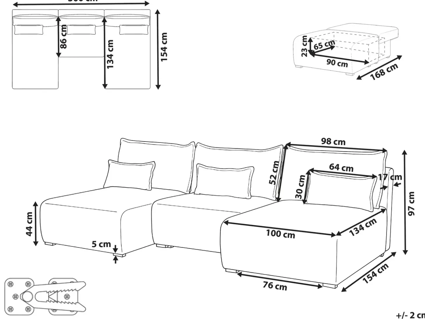 Outlet Narożnik modułowy w kształcie U NERBO Boucle Sofy Tapicerowane|Sofy Modułowe