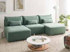 Outlet Narożnik modułowy w kształcie U NERBO Jasnozielony Sofy Tapicerowane|Sofy Modułowe
