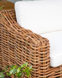 Narożnik ogrodowy dla 3 osób BRIATICO Lewostronny Rattan Naturalny