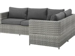 Narożnik ogrodowy ze stolikiem dla 4 osób AVOLA Lewostronny Szary Technorattan