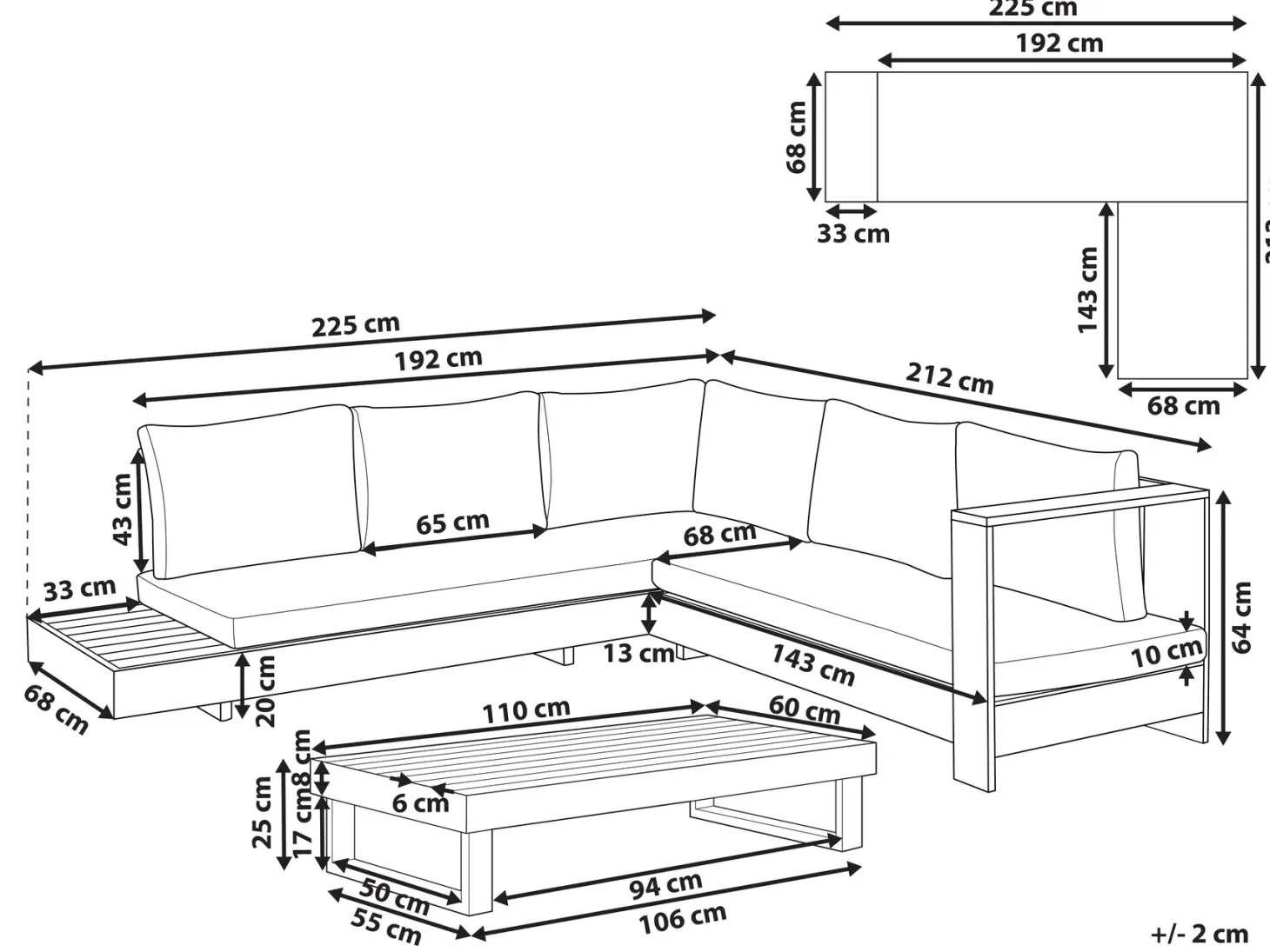 Narożnik ogrodowy ze stolikiem dla 5 osób MARETTIMO Lewostronny Brązowy Certyfikowane drewno akacjowe