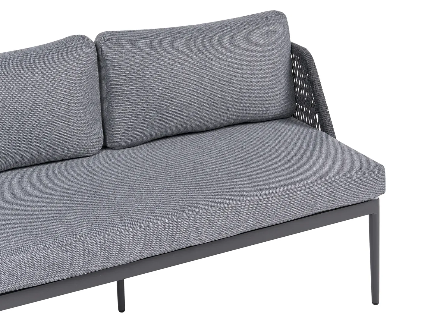 Narożnik ogrodowy ze stolikiem dla 3 osób LEFFE Prawostronny Szary Metal