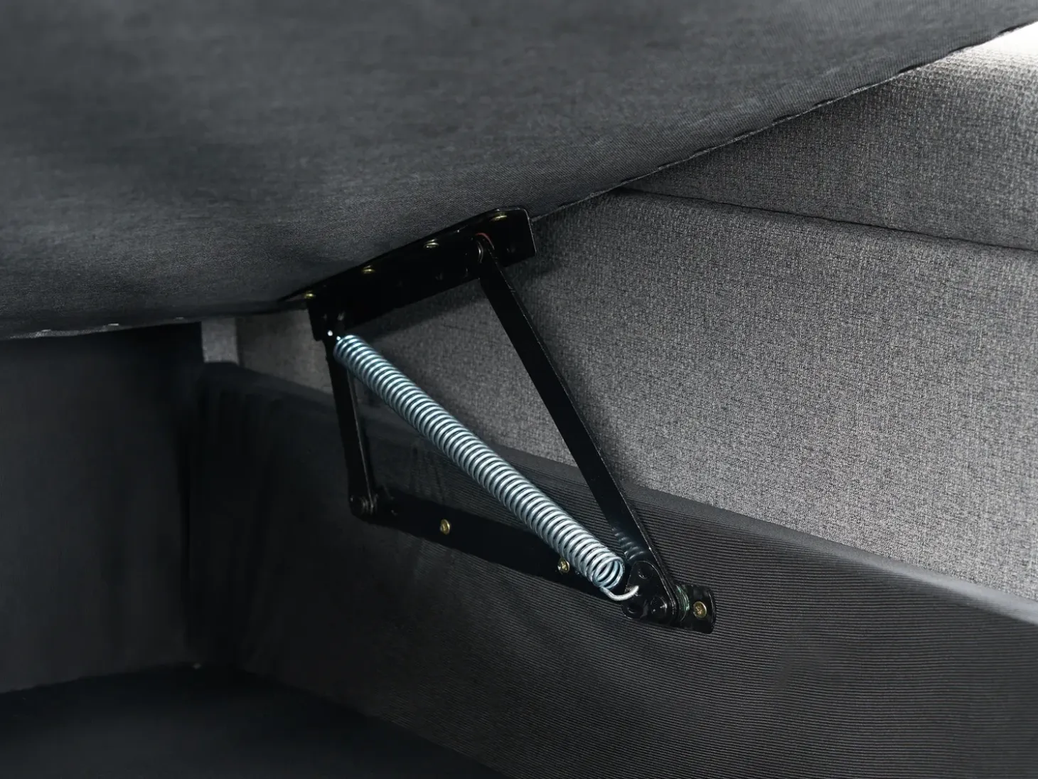 Narożnik rozkładany dla 3 osób HRISEY Len syntetyczny Szary ze schowkiem Lewostronny