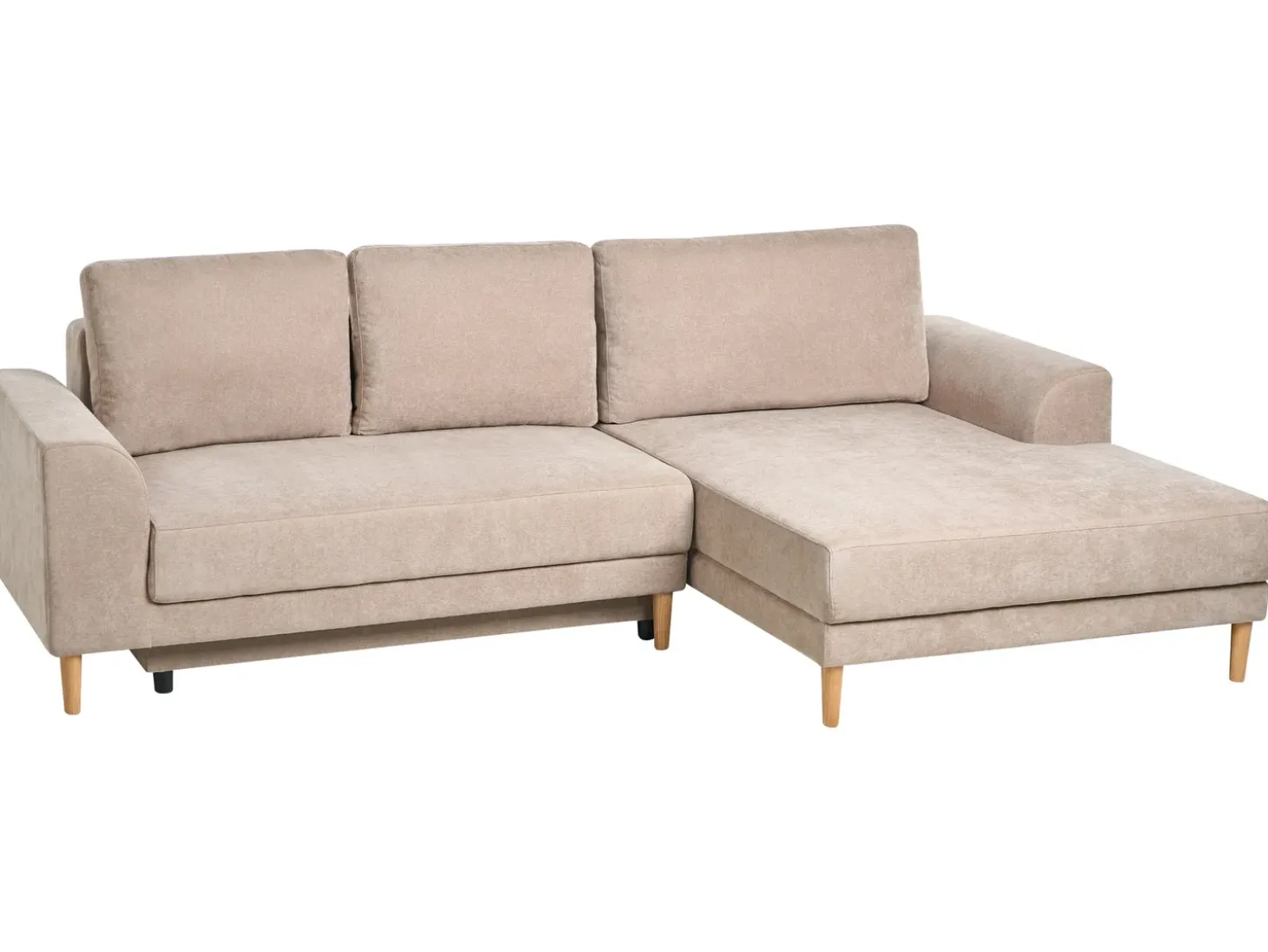Narożnik rozkładany dla 3 osób NUBORG Szenil Jasnobrązowy Lewostronny