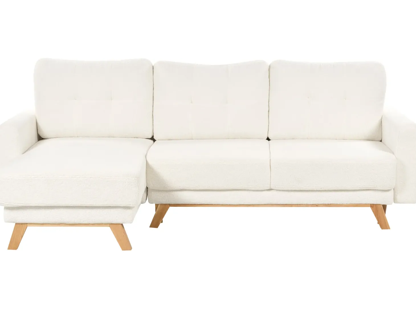 Narożnik rozkładany dla 3 osób SIRO Boucle Złamana biel ze schowkiem Prawostronny