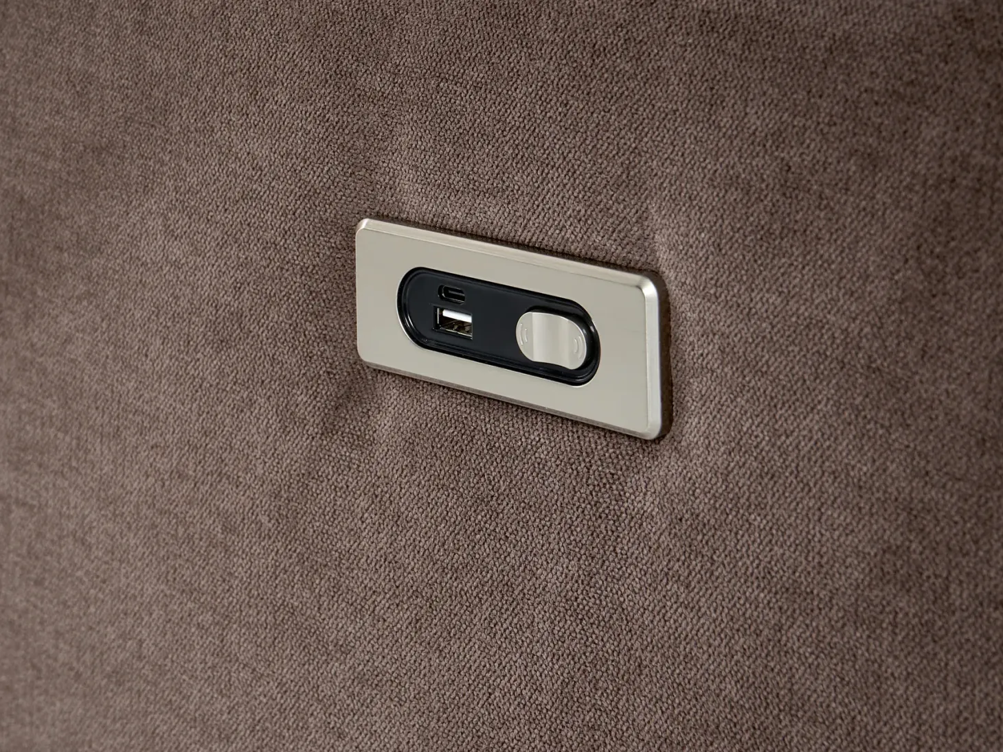Narożnik z elektryczną funkcją relaksu dla 5 osób ROKKE Brązowy Z portem USB Lewostronny