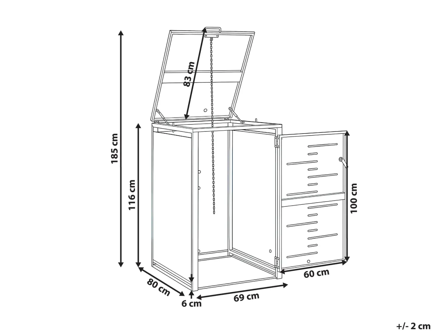 Obudowa śmietnikowa 240 L PERISSA Metal Ciemnoszary