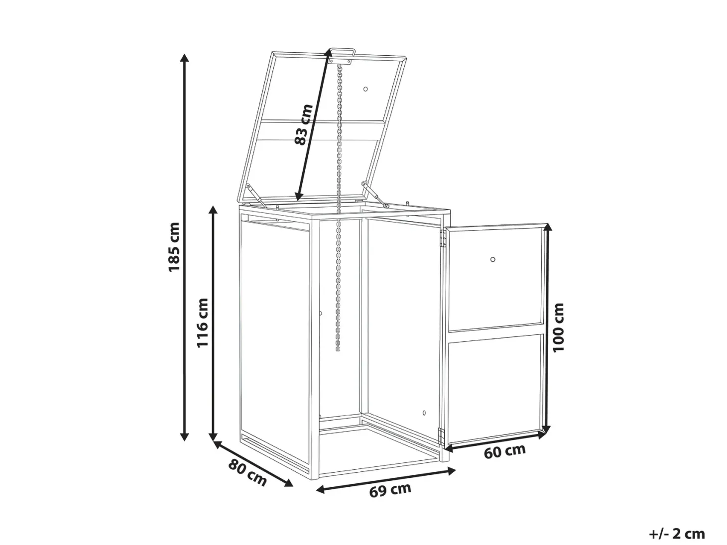 Obudowa śmietnikowa 240 L PIACENZA Metal Ciemnoszary