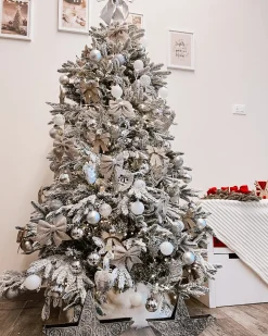 Ośnieżona sztuczna choinka świąteczna BASSIE 180 cm Biały
