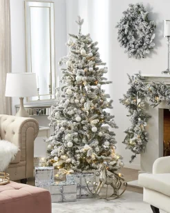 Ośnieżona sztuczna choinka świąteczna LED TATLOW 210 cm Zielony