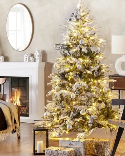 Ośnieżona sztuczna choinka świąteczna LED MIETTE 180 cm Biały