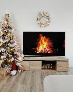 Ośnieżona sztuczna choinka świąteczna LED MIETTE 180 cm Biały