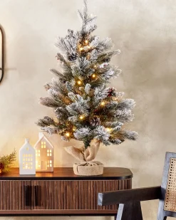 Ośnieżona sztuczna choinka świąteczna LED MALIGNE 90 cm Biały