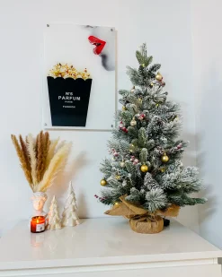 Ośnieżona sztuczna choinka świąteczna LED MALIGNE 90 cm Biały