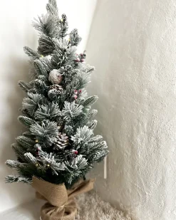 Ośnieżona sztuczna choinka świąteczna LED MALIGNE 90 cm Biały