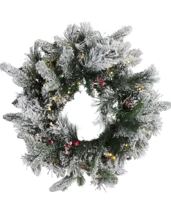 Ośnieżony wieniec świąteczny LED WHITEHORN Biały 55 cm