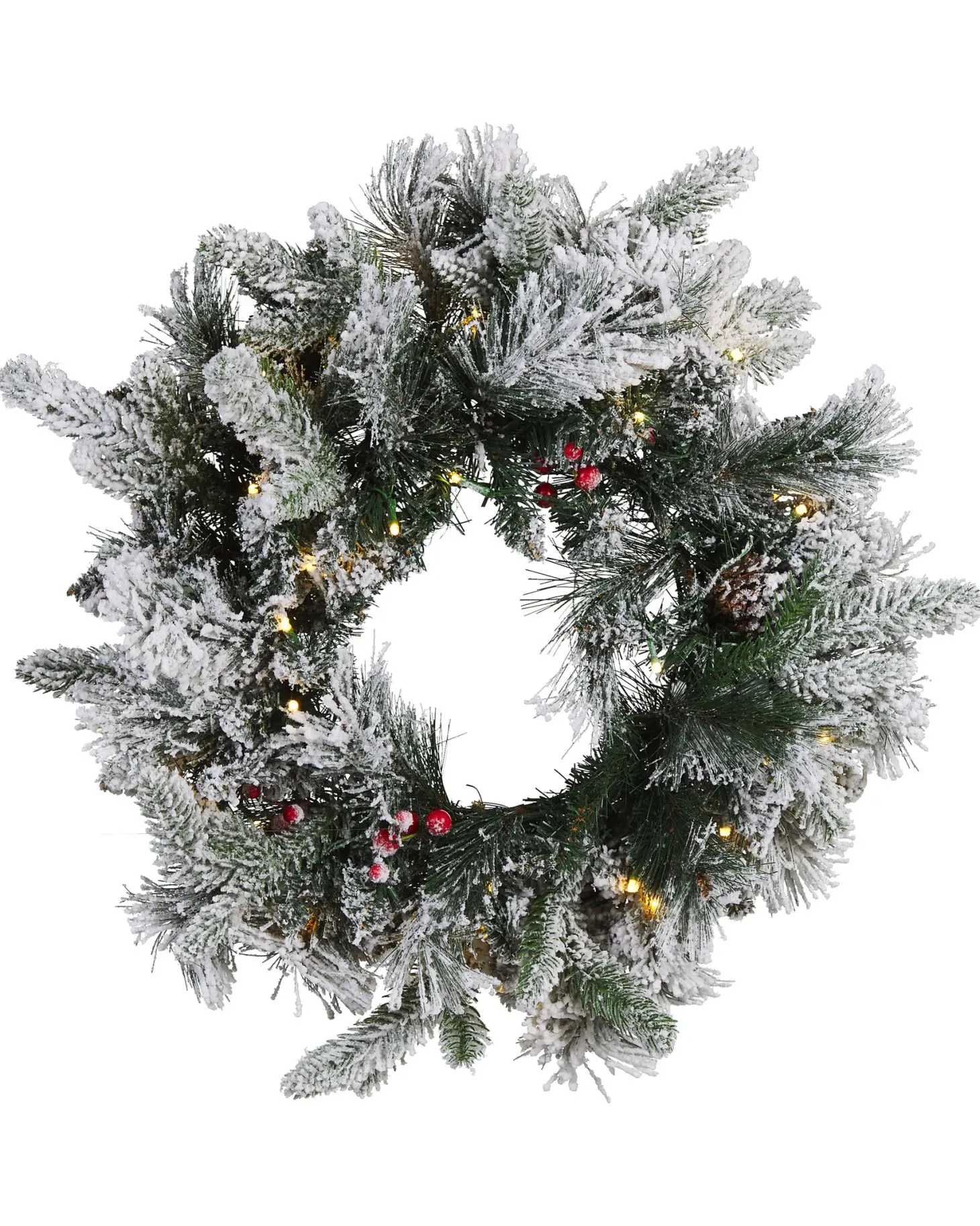 Ośnieżony wieniec świąteczny LED WHITEHORN Biały 55 cm