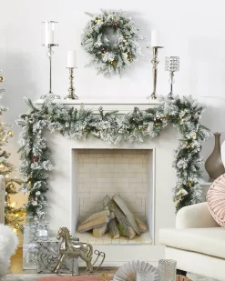 Ośnieżony wieniec świąteczny LED WHITEHORN Biały 55 cm