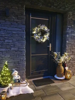 Ośnieżony wieniec świąteczny LED WHITEHORN Biały 55 cm