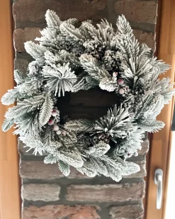 Ośnieżony wieniec świąteczny LED WHITEHORN Biały 55 cm