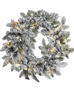 Ośnieżony wieniec świąteczny LED SUNDO Biały 70 cm