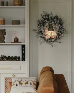 Ośnieżony wieniec świąteczny LED SUNDO Biały 70 cm