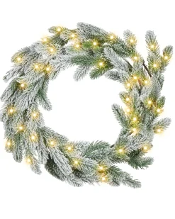 Ośnieżony wieniec świąteczny LED ALBINI Zielony 45 cm