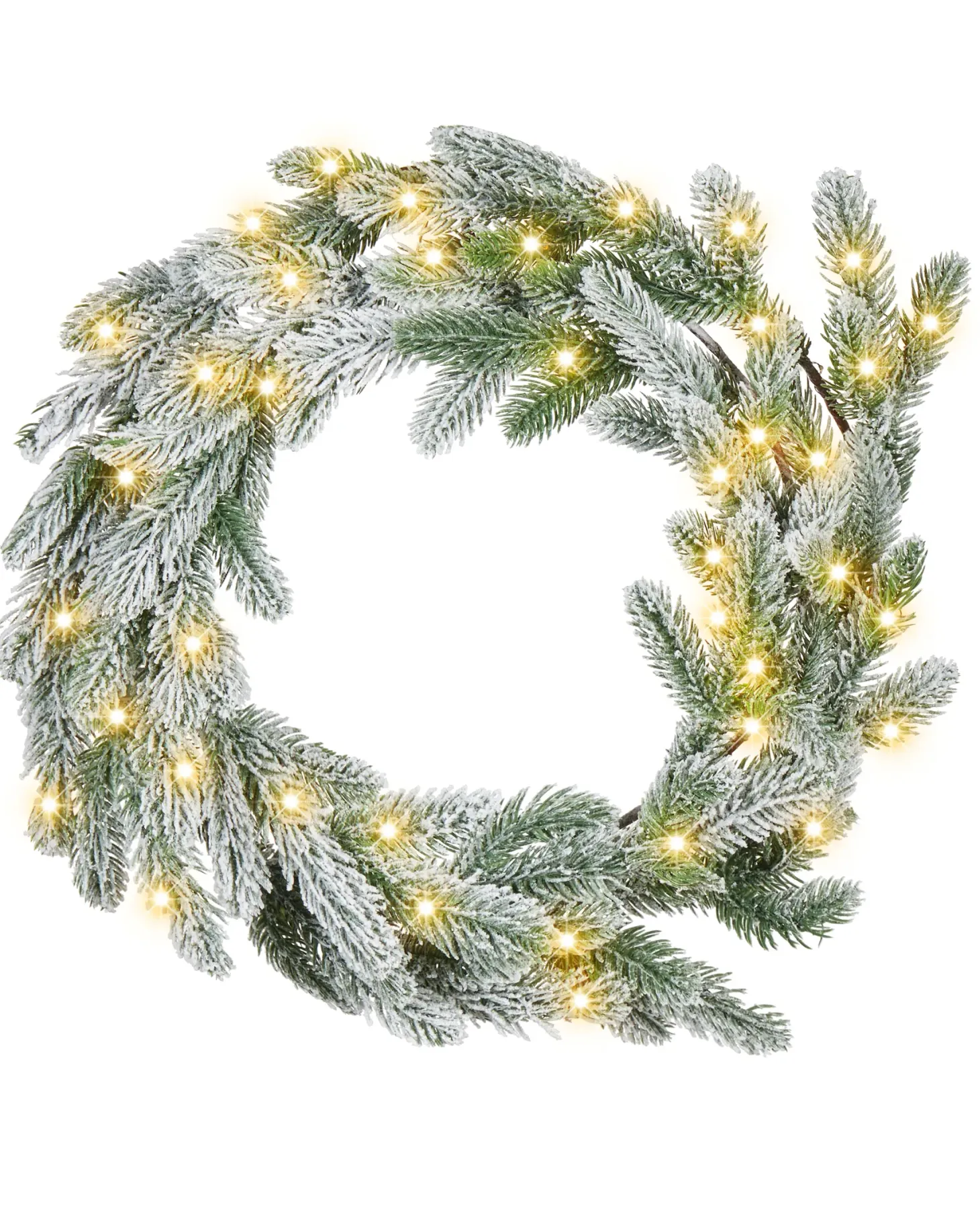 Ośnieżony wieniec świąteczny LED ALBINI Zielony 45 cm