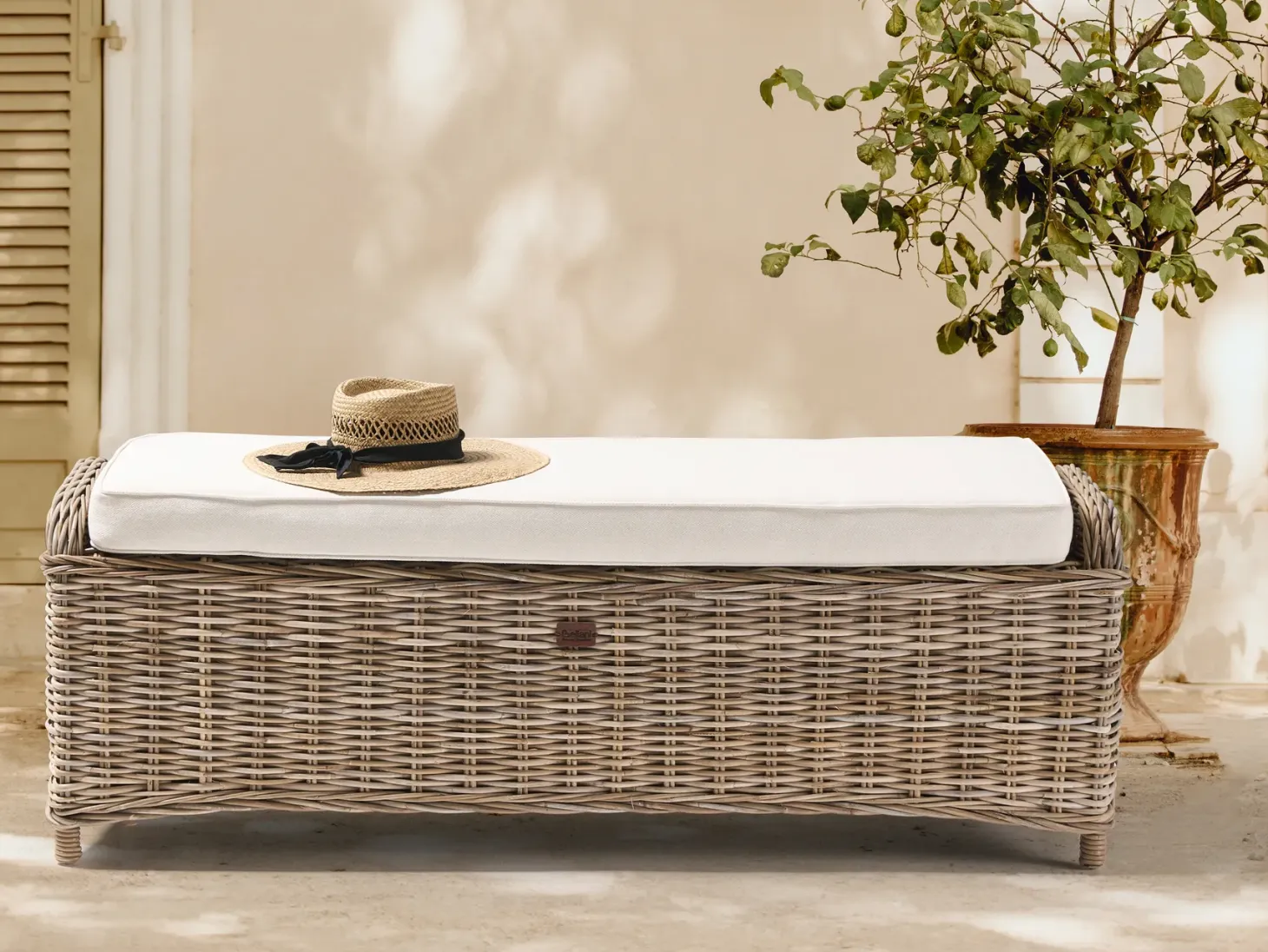 Otomana ogrodowa SUSUA 140 cm Rattan Naturalny