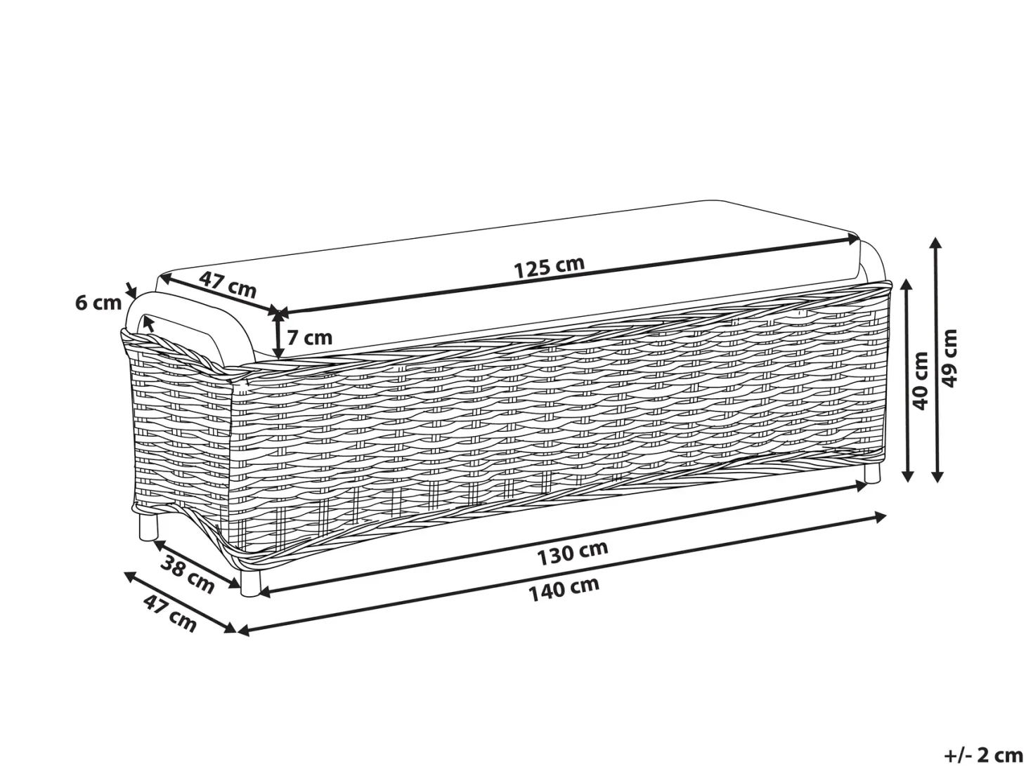 Otomana ogrodowa SUSUA 140 cm Rattan Naturalny