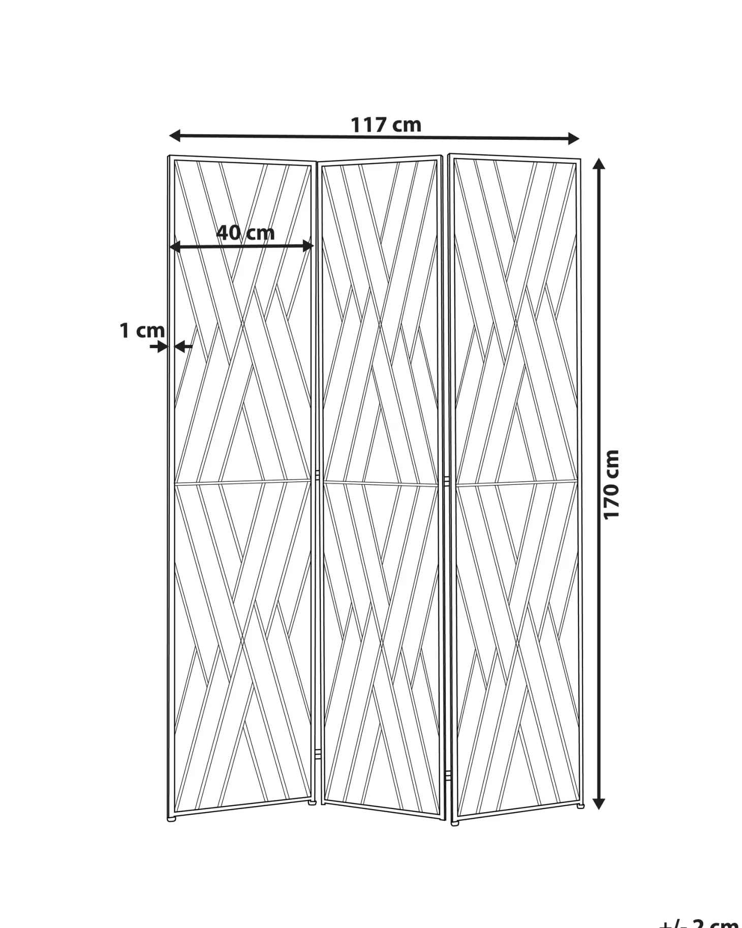 3-panelowy parawan pokojowy ASOLO Złoty 117 cm 170 cm