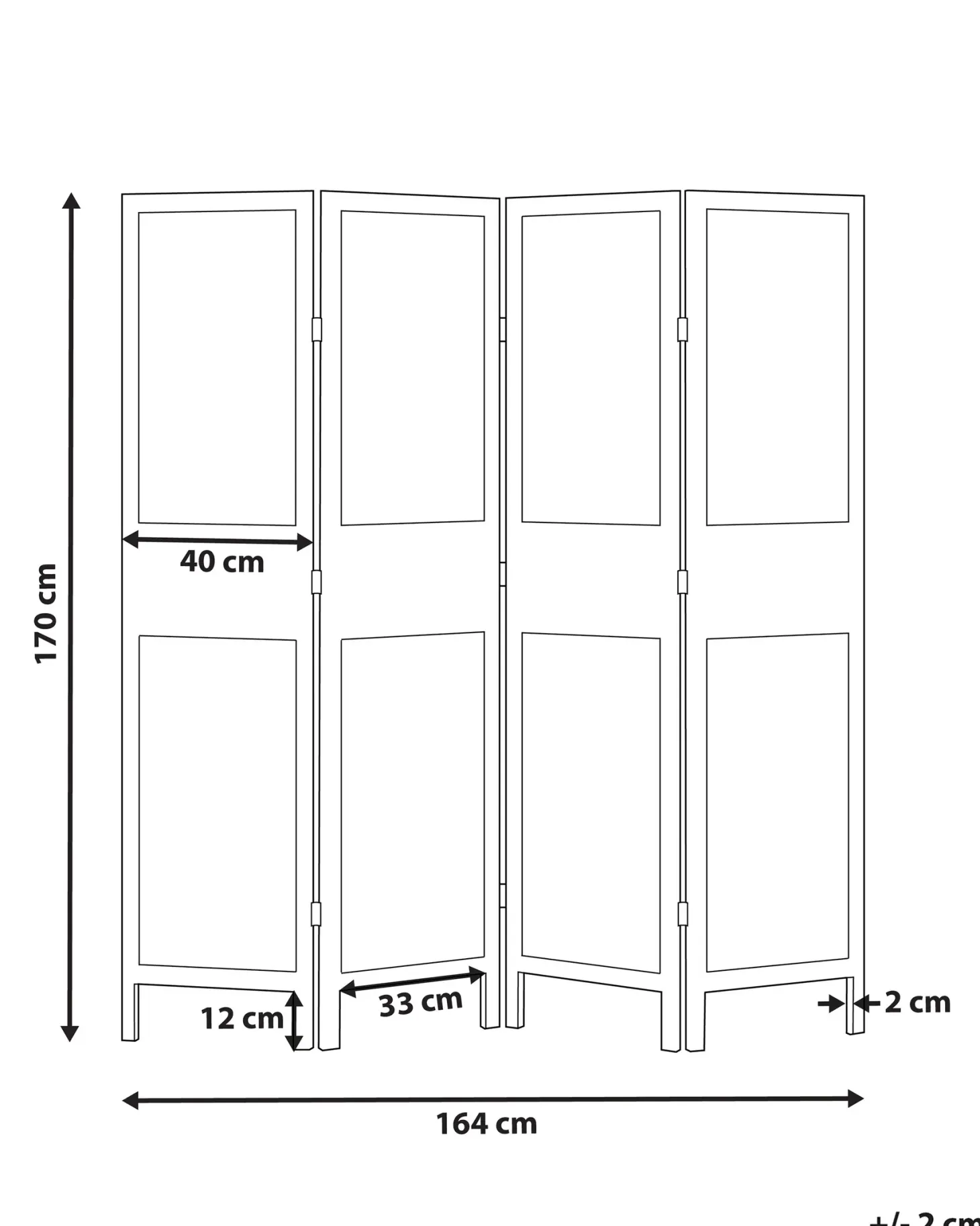 4-panelowy parawan pokojowy BRENNERBAD Brązowy/ czarny 164 cm 170 cm