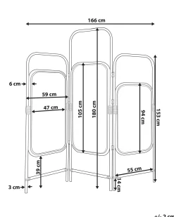 3-panelowy parawan pokojowy CARPI Naturalny 166 cm 180 cm