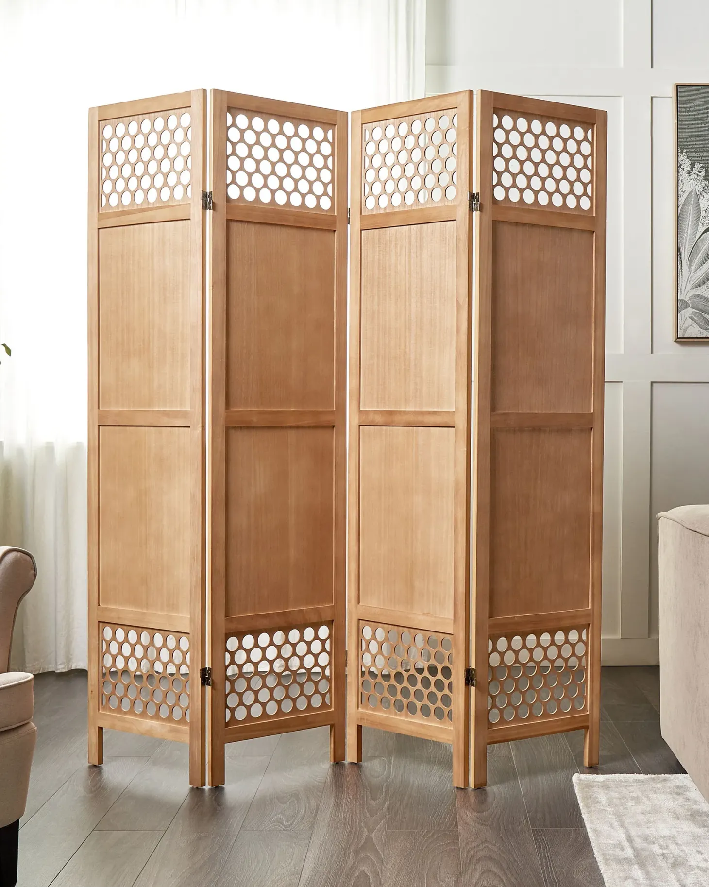 4-panelowy parawan pokojowy CERTOSA Jasnobrązowy 163 cm 170 cm