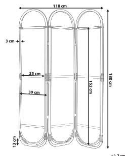 3-panelowy parawan pokojowy CORTONA Jasnobrązowy 118 cm 180 cm