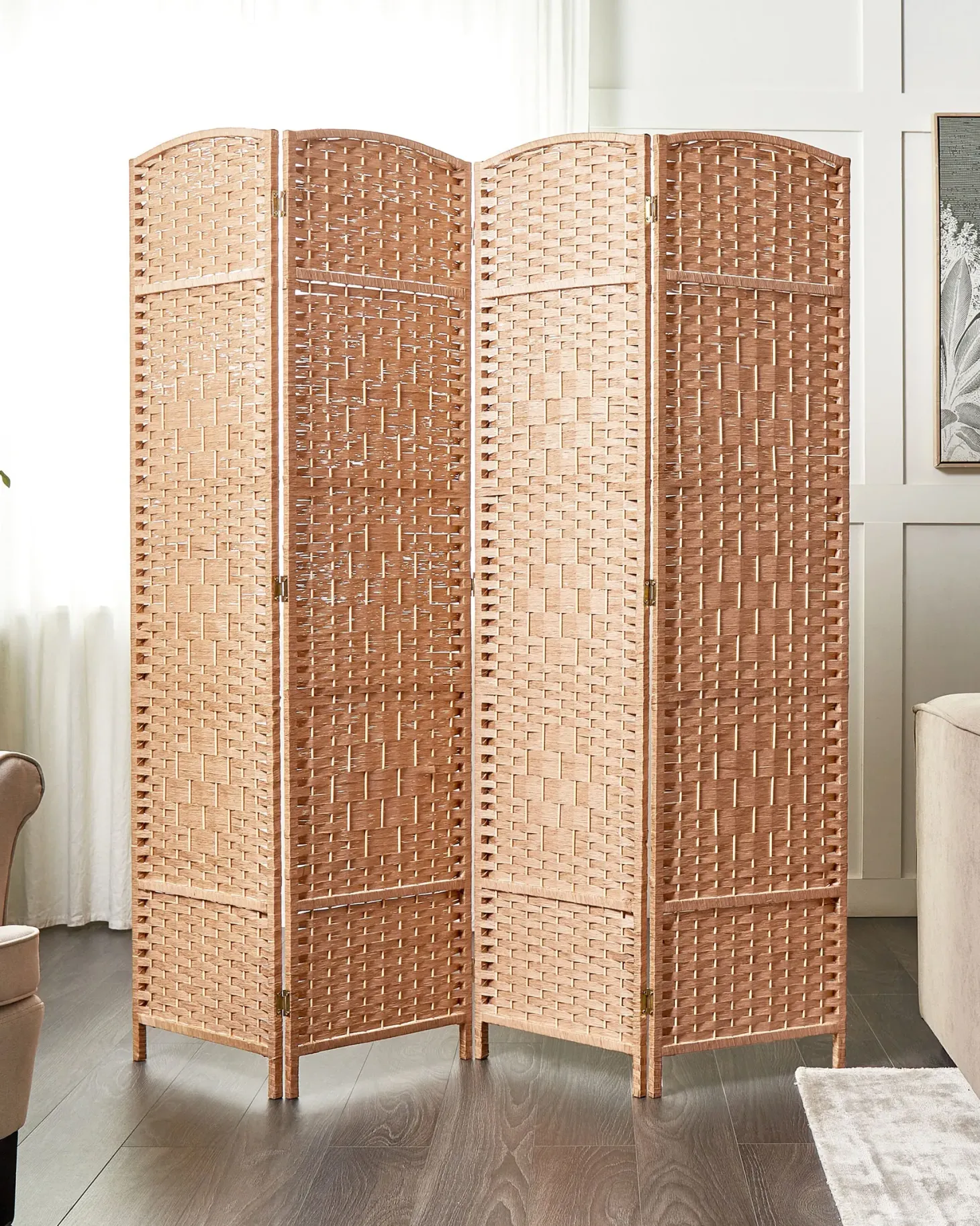 4-panelowy parawan pokojowy LAPPAGO Naturalny 163 cm 170 cm