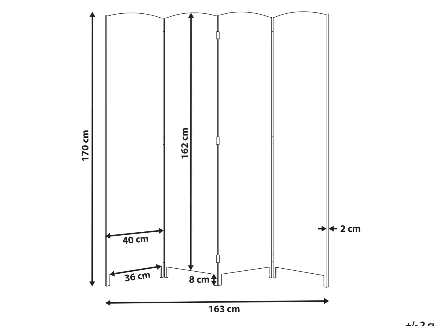 4-panelowy parawan pokojowy LAPPAGO Naturalny 163 cm 170 cm