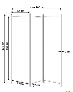 3-panelowy parawan pokojowy NARNI Biały 160 cm 170 cm