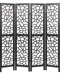 4-panelowy parawan pokojowy PIANLARGO Czarny 163 cm 170 cm