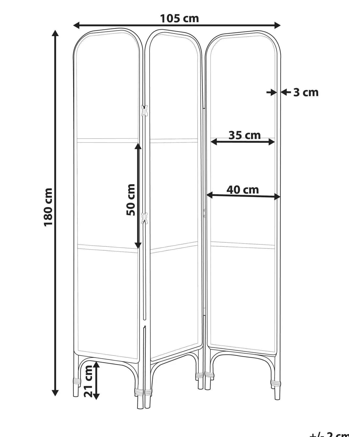 3-panelowy parawan pokojowy POTENZA Jasnobrązowy 105 cm 180 cm