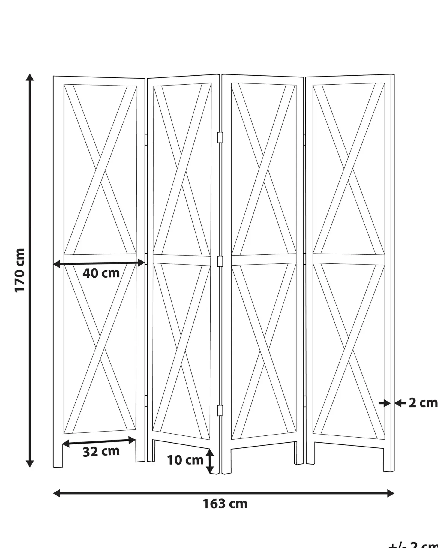 4-panelowy parawan pokojowy RIDANNA Ciemnobrązowy 163 cm 170 cm
