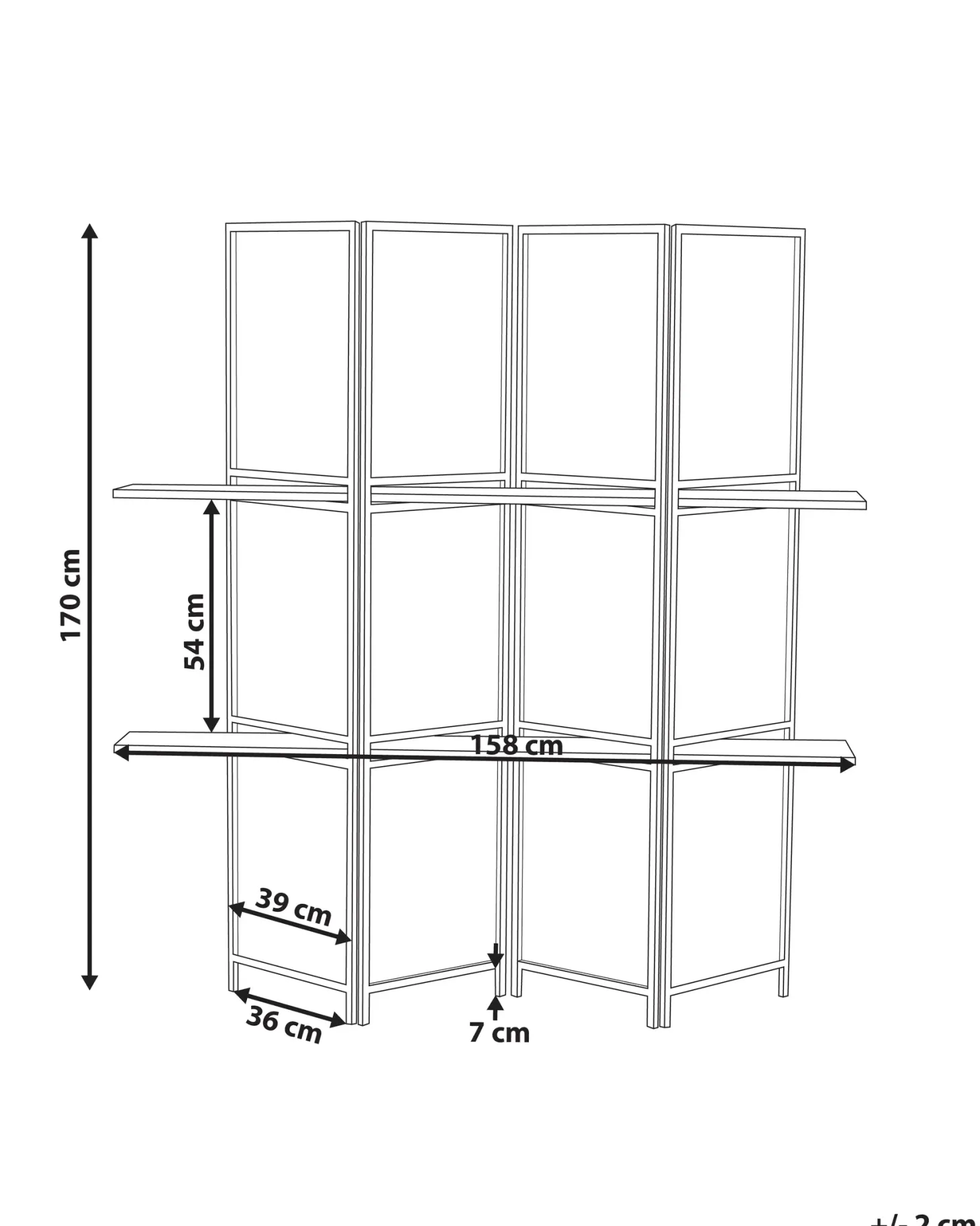 4-panelowy parawan pokojowy TRAFOI Brązowy 158 cm 170 cm